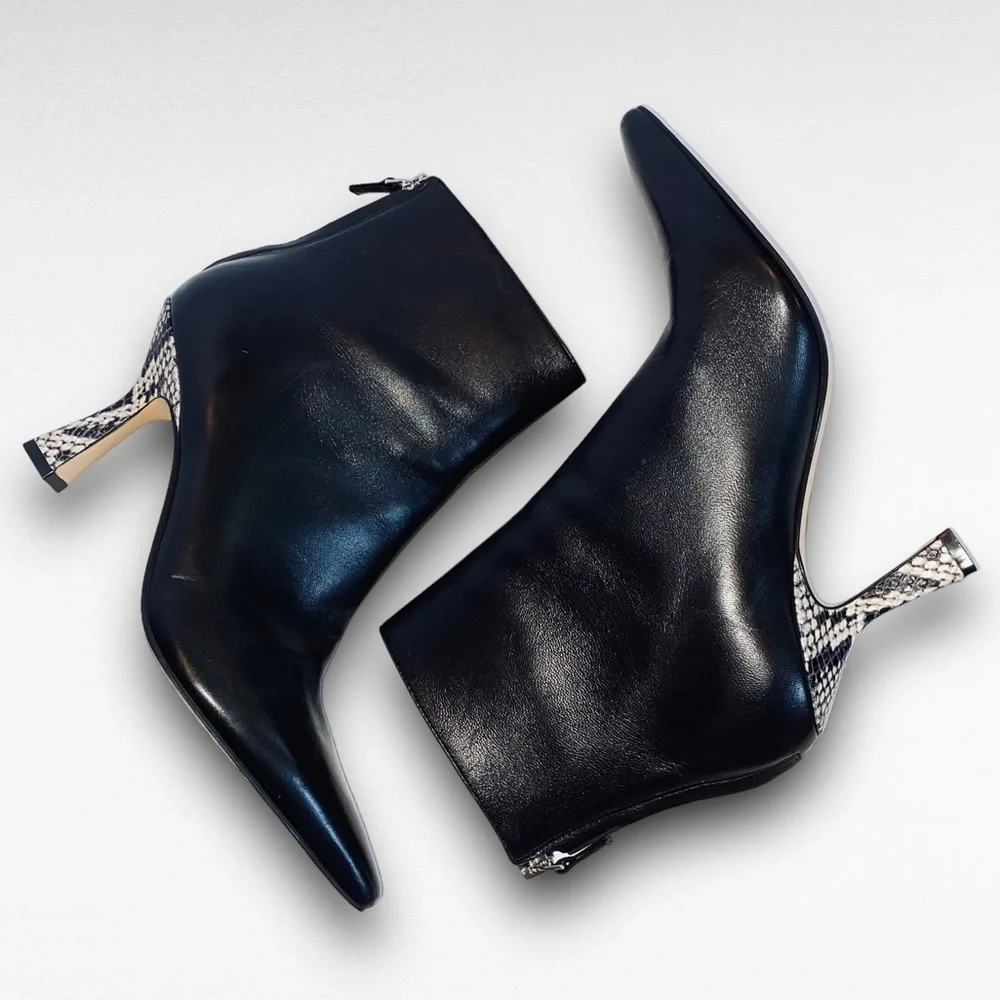 Marc Fisher LTD. Hint Booties Leather Snakeskin Heel SZ 7 - Picture 1 of 11